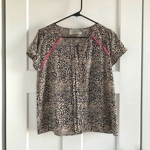 Pink and blue Animal print top with pink accents
